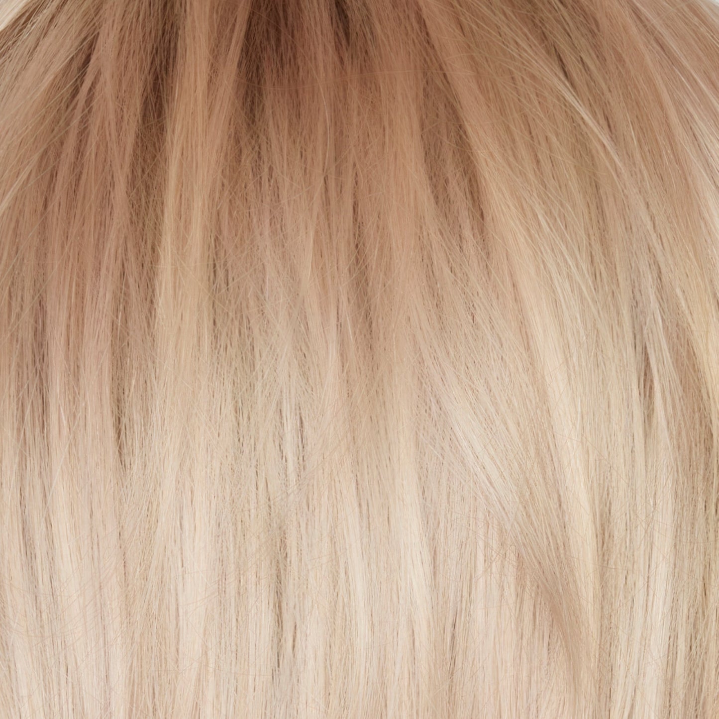 Snowy Peach-R - A beautiful and unique hair color that combines pale peach and platinum blond tones this color has a medium neutral blond root regrowth.