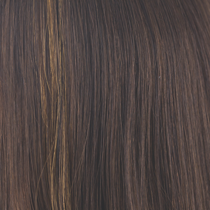 Kahlua Blast  -  A cool toned brown that has a Dark Chocolate-base. This color has a lively yellow golden streak on the front, making it a statement color for daily wear.