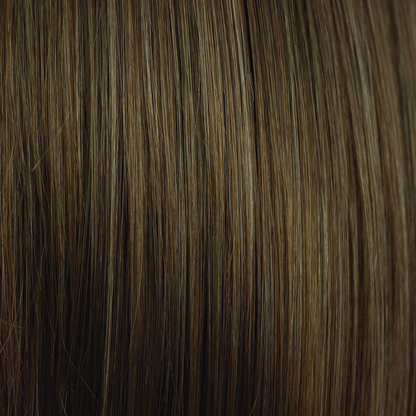 Pecan  -  A delightful mixture of warm medium brown and ashy medium brown. With both tones of brown, it's an excellent color choice for any length and style.